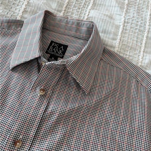 Jos. A. Bank Other - Jos A Bank Travelers‎ Collection Cotton Houndstooth Plaid Shirt Men’s M LongSlv